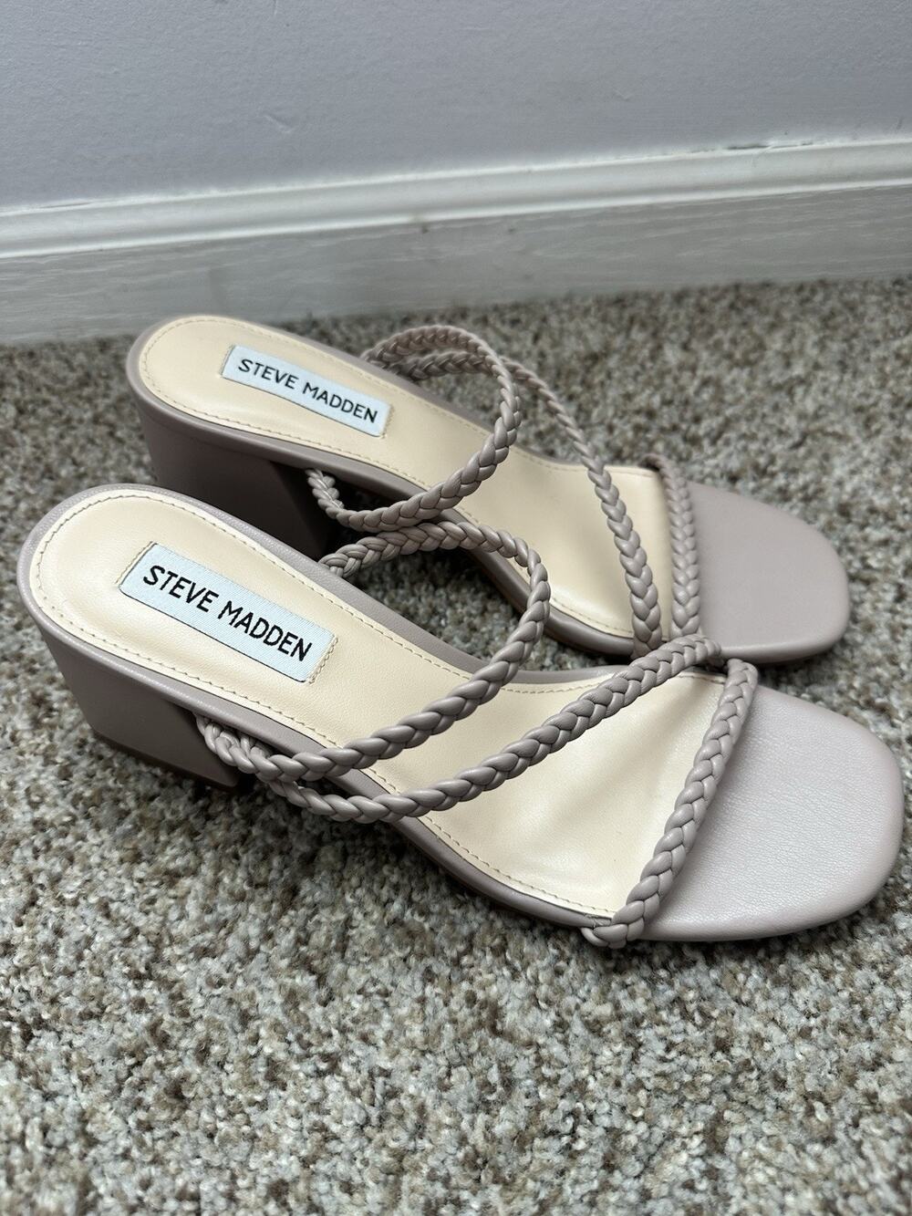 Steve Madden Dion Heeled Braided Women’s Sandal - Taupe, Size 7 Great Condition
